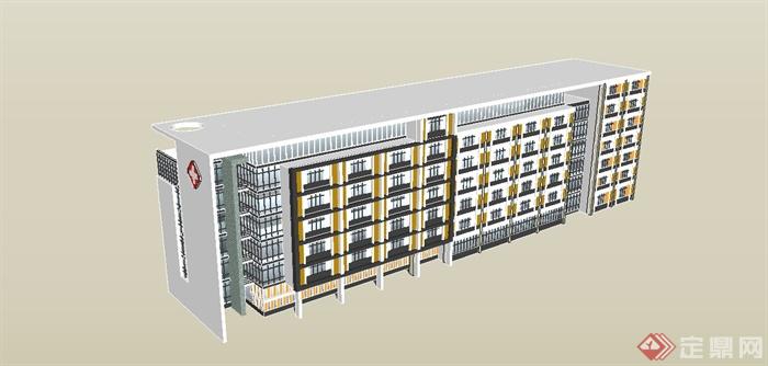 某现代医院住院楼建筑设计su模型(2)