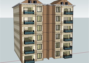 某现代多层住宅建筑SU(草图大师)模型