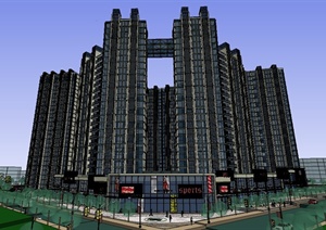 某现代高层商业住宅小区建筑设计SU(草图大师)模型