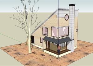 某住宅倾斜屋顶建筑设计SU(草图大师)模型