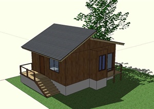 某美式普通住宅建筑设计SU(草图大师)模型