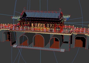 古典中式风格山门建筑设计3DMAX模型