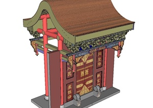 某古典中式古建筑门设计SU(草图大师)模型