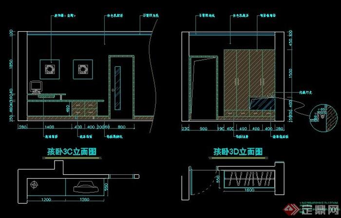 某地二层复式住宅室内设计方案图(3)