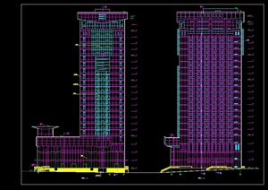 某现代银行高层建筑设计cad方案图
