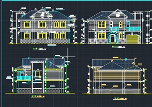 某美式两层坡屋顶别墅建筑设计CAD施工图