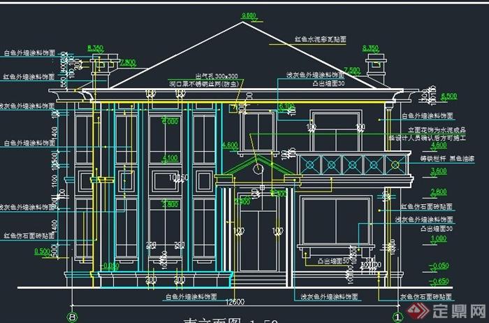 欧式两层别墅建筑设计CAD结构图(1)