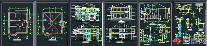 欧式两层别墅建筑设计CAD结构图(2)