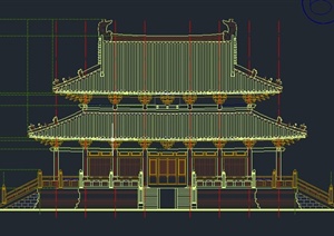 古典中式重檐寺庙建筑设计CAD施工图
