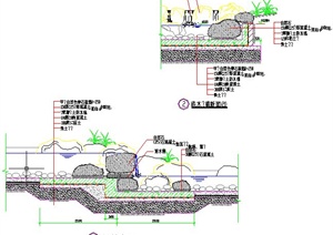 园林景观节点池底驳岸设计CAD施工图