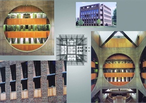 某方形图书馆建筑设计SU(草图大师)模型