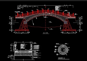 园林景观单孔石拱桥设计CAD施工图