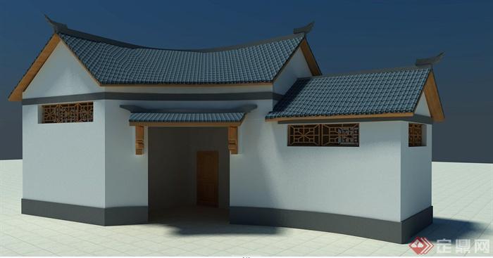 古典中式单层公厕建筑设计效果图(2)