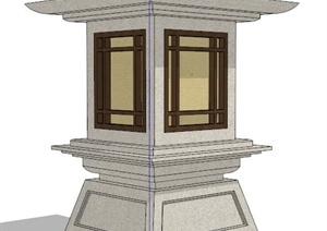 中式风格灯龛庭院灯SU(草图大师)模型