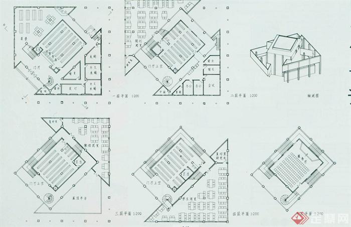 学生作业多层现代图书馆建筑设计JPG方案图(2)