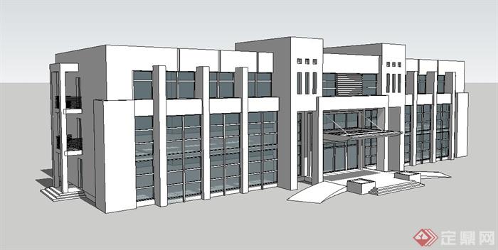 某现代机关行政办公楼建筑设计su模型(1)