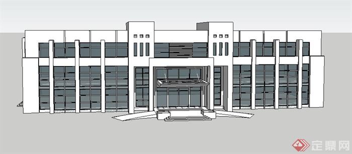 某现代机关行政办公楼建筑设计su模型(2)