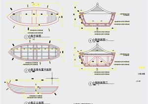 园林景观木质船只小品设计CAD施工图