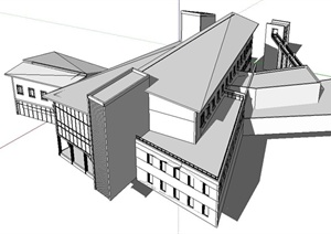 现代风格的会所建筑设计SU(草图大师)模型