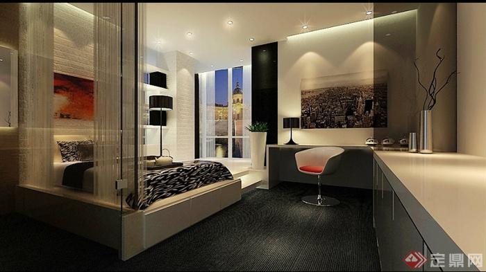 现代简约单身公寓室内设计方案(带效果图）(3)