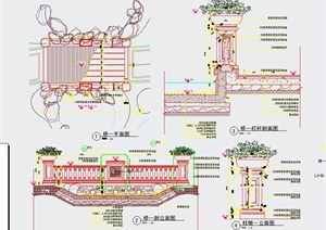 园林景观节点防腐木平桥设计CAD施工图