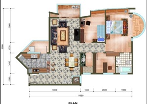 两居室住宅设计PSD户型图