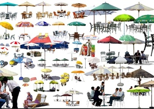 室外阳伞、桌椅设计PSD素材