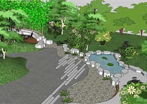 某住宅楼前花园景观设计SU(草图大师)模型