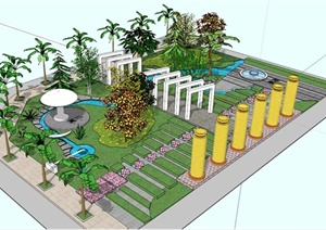 现代风格公共绿地景观设计SU(草图大师)模型