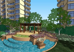 现代风格住宅小区建筑景观设计SU(草图大师)模型