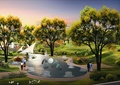 喷泉水景,小品,乔木,公园