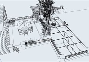 现代风格屋顶花园设计SU(草图大师)模型