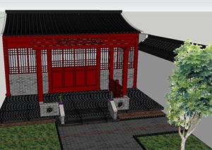 古典中式住宅庭院景观设计SU(草图大师)模型