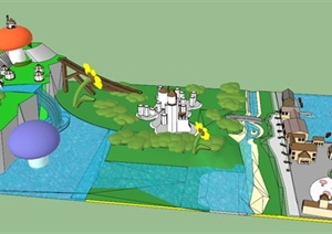 现代风格滨水旅游中心设计SU(草图大师)模型
