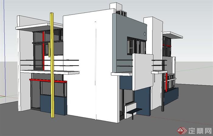 某现代时尚住宅建筑设计su模型(2)