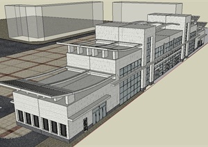 某现代火车站候车厅建筑设计SU(草图大师)模型