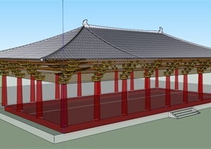 文化古建寺庙SU(草图大师)模型