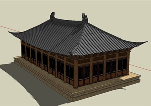 古典中式庑殿建筑设计SU(草图大师)模型