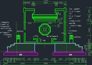 园林景观节点景墙盆景设计CAD施工图