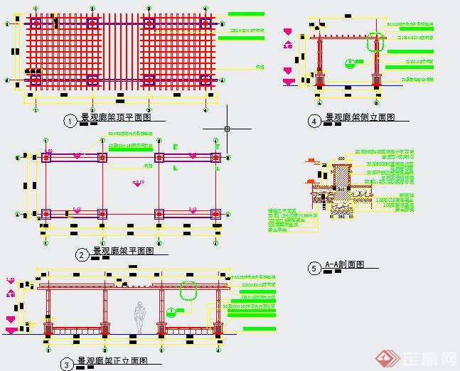 园林景观廊架设计CAD详图(1)
