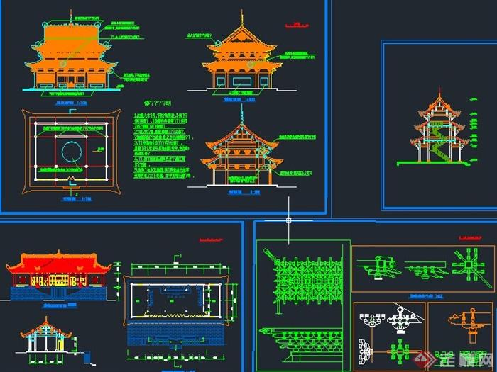 古典中式双层古建筑设计CAD详图(2)