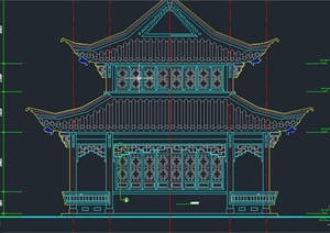古典中式两层阁楼建筑设计CAD施工图