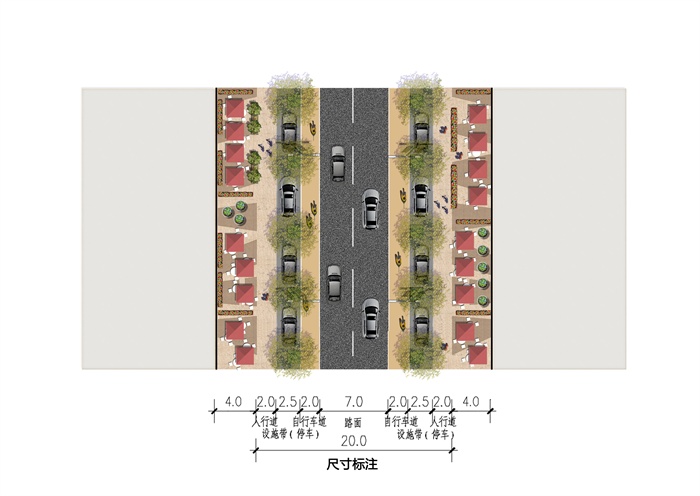 沿街商业道路平面和断面设计JPG与PSD效果图2