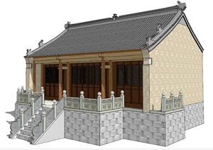 中式古建殿堂建筑设计SU(草图大师)模型