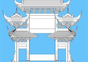 古典中式重檐牌楼SU(草图大师)模型