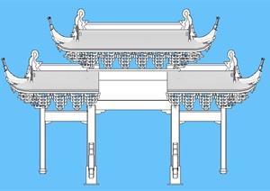 古典中式景观节点牌坊设计SU(草图大师)模型