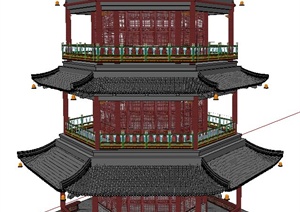 某三层上帝阁楼建筑设计SU(草图大师)模型