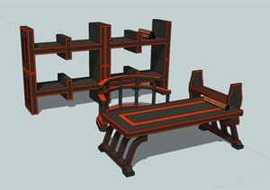 汉代风桌椅SU(草图大师)模型