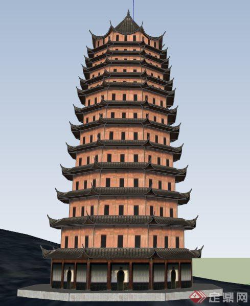 古建玲珑塔景观塔su模型(1)