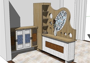 现代室内玄关柜设计SU(草图大师)模型